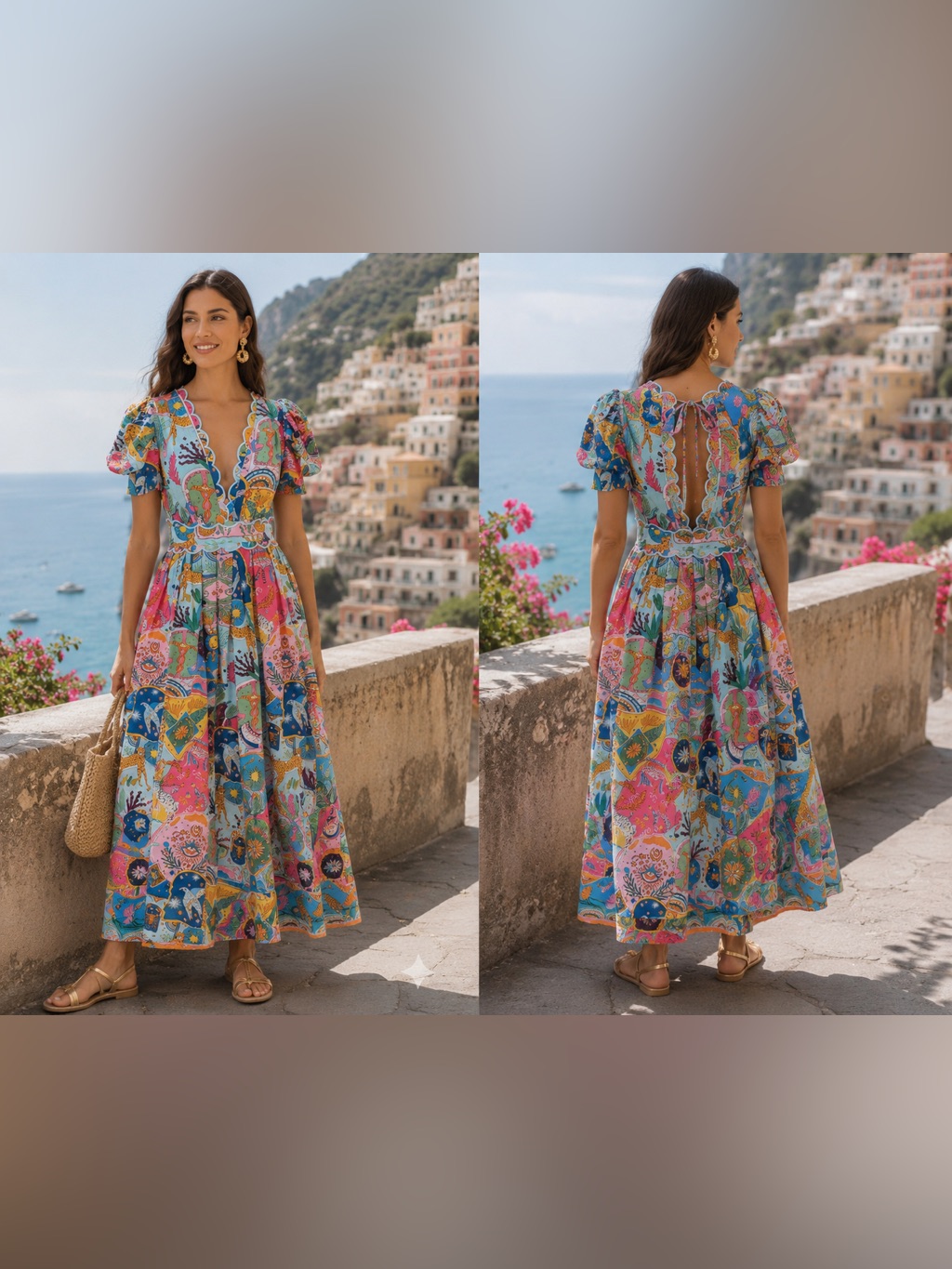 Bohemian Multi-Color Floral Patchwork Maxi Dress